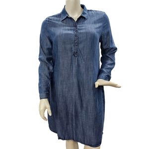 Coldwater Creek Shirt Dress Womens Size 14 Large Tencel Lyocell Long Sleeve